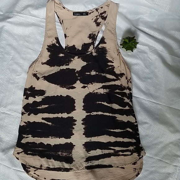 Anthropologie Tops - EUC Gypsy 05 Anthro silk top brown tan tie-dye